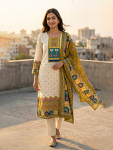 Printed Cotton Blend Kurta With Pant & Dupatta