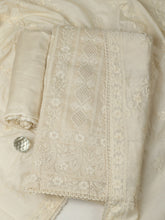 Embroidered Chanderi Unstitched Suit With Pant & Dupatta