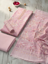 Embroidered Cotton Blend Unstitched Suit With Pant & Dupatta