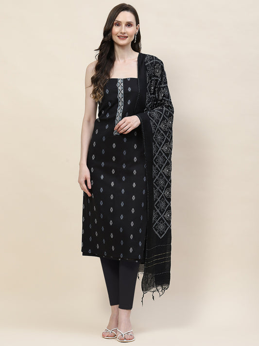 Woven Chanderi Embroidery Cotton Unstitched Suit Piece With Dupatta