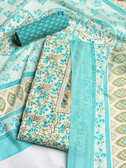 Printed Cotton Blend Unstitched Suit With Dupatta
