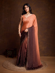 Embroidered Chinon Saree