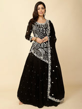 Resham Jaal Embroidery Georgette Kurta With Lehenga & Dupatta