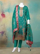 Bandhani Printed Organza Kurta With Pants & Dupatta