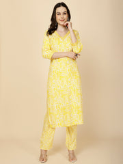 Neck Embroidery & Printed Cotton Kurta Set
