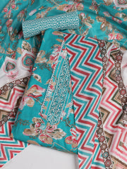 Neck Embroidered Cotton Blend Unstitched Suit With Dupatta