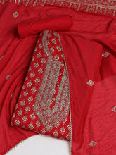 Neck Embroidered Cotton Blend Unstitched Suit With Dupatta