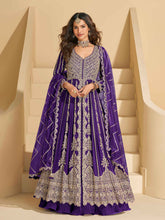 Embroidered Chinon Kurta With Plazzo & Dupatta