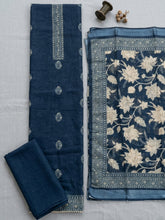 Embroidered Linen Blend Unstitched Suit With Pant & Dupatta