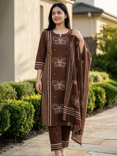 Printed Cotton Blend Kurta With Pant & Dupatta