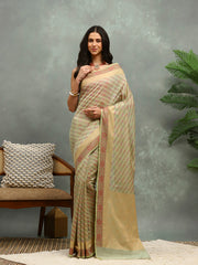 Resham Embroidered Cotton Blend Woven Saree