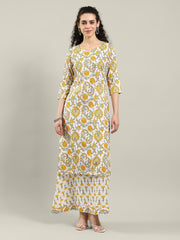 Printed Cotton Blend Kurta & Pants
