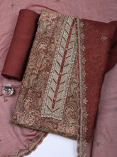 Embroidered Tissue Unstitched Suit With Pant & Dupatta