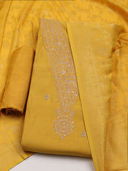 Embroidered Chanderi Unstitched Suit With Dupatta