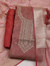 Neck Embroidered Tissue Unstitched Suit With Dupatta