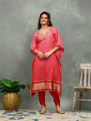 Neck Embroidered Art Silk Kurta With pants