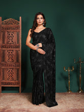 Embroidered Satin Saree