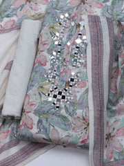 Neck Embroidered Cotton Blend Unstitched Suit With Dupatta