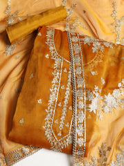 Embroidered Organza Unstitched Suit With Dupatta