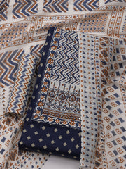 Printed Cotton Blend Unstitched Suit With Dupatta