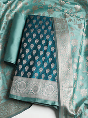 Woven Banarasi Chanderi Unstitched Suit With Dupatta