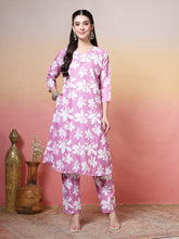Printed Cotton Blend Kurta With Pants