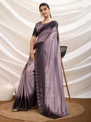 Embroidered Crepe Saree
