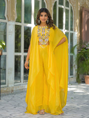 Embroidered Chinon Top With Plazzo