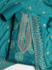 Neck Embroidered Cotton Blend Unstitched Suit With Dupatta