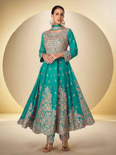 Embroidered Chinnon Suit With Pant & Dupatta