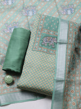 Printed Cotton Blend Unstitched Suit With Pant & Dupatta