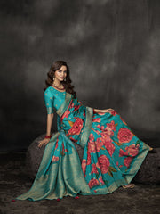 Floral Printed Dola Silk Saree