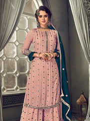 Embroidered Georgette Semi Stitched Suit