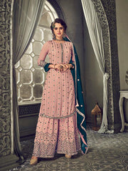 Embroidered Georgette Semi Stitched Suit