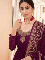 Embroidered Georgette Semi Stitched Suit