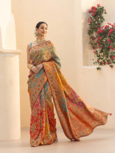 Printed & Plain Georgette Saree