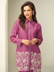Embroidered Art Silk Kurti With Pant