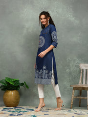 Printed Denim Kurta