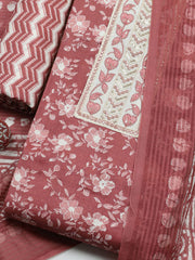 Printed Cotton Blend Unstitched Suit With Pant & Dupatta