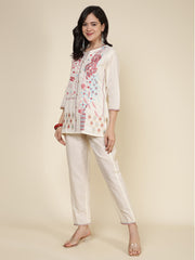Printed Cotton Blend Kurta With Pants