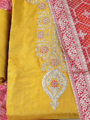 Embroidered Chanderi Unstitched Suit With Dupatta