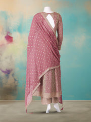 Embroidered Georgette Kurta With Pant & Dupatta