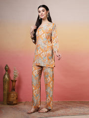 Printed Cotton Blend Kurta With Pants