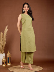 Plain Cotton Blend Shirt With Pant