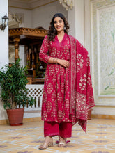 Printed Cotton Blend Kurta With Pant & Dupatta