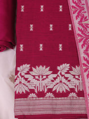 Embroidered Chanderi Unstitched Kurta With Pant & Dupatta