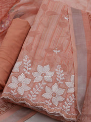 Neck Embroidered Cotton Blend Unstitched Suit With Dupatta
