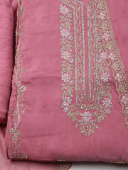Embroidered Oraganza Unstitched Suit With Dupatta