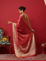 Plain Georgette Hot Pink Saree