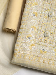 Neck Embroidered Cotton Blend Unstitched Suit With Dupatta